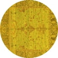 thumbnail image 1 of Ahgly Company Machine Washable Indoor Round Oriental Yellow Traditional Area Rugs, 3' Round, 1 of 4