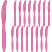 Party City Disposable Plastic Knives, 16 Count (Bright Pink) - Go Brightly Heavy Duty Classic Reuseable Plastic Knife - Premium Party Supplies Cutlery