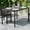 Gray Wash Teak, variant on BizChair Outdoor Dining Table with Synthetic Teak Poly Slats - 30" x 48" Steel Framed Restaurant Table with Umbrella Holder Hole