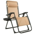 thumbnail image 4 of Gymax 2PCS Folding Zero Weighted Lounge Chair Recliner w/ Cup Holder Pillow Beige, 4 of 8
