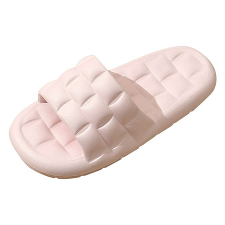 

Women Slippers Slippers Fashion Simple Lattice Bathroom Slippers Anti Odor Comfortable Flat Soled Thick Soled Non Slip Slippers