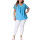 thumbnail image 2 of Blusa de mujer plus size Agnes Orinda con mangas de murciélago, escote en V y capas de volantes 3X azul, 2 of 6