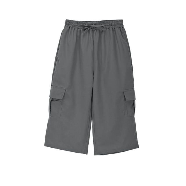 GDREDA Boy’s Pants Boy's Spring And Summer Street Leisure Sports Pocket Drawstring Stretch Waist Color Cargo 7 Division Of Labor Pants
