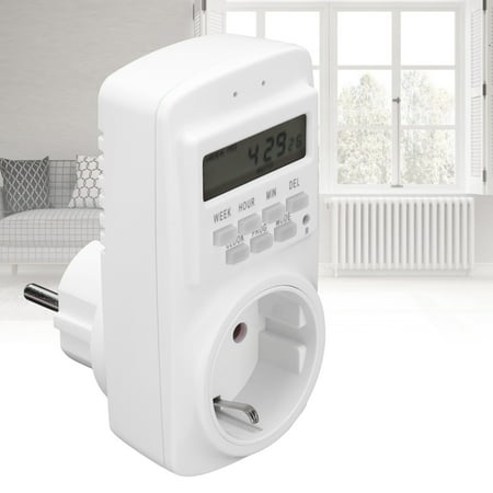 

Gupbes Timer Switch Socket 16A Wall Outlet Timer Digital Programmable Light Fan Appliance Cycle Timer Outlet Plug Automatic Power Off EU 90‑250V Timer Switch