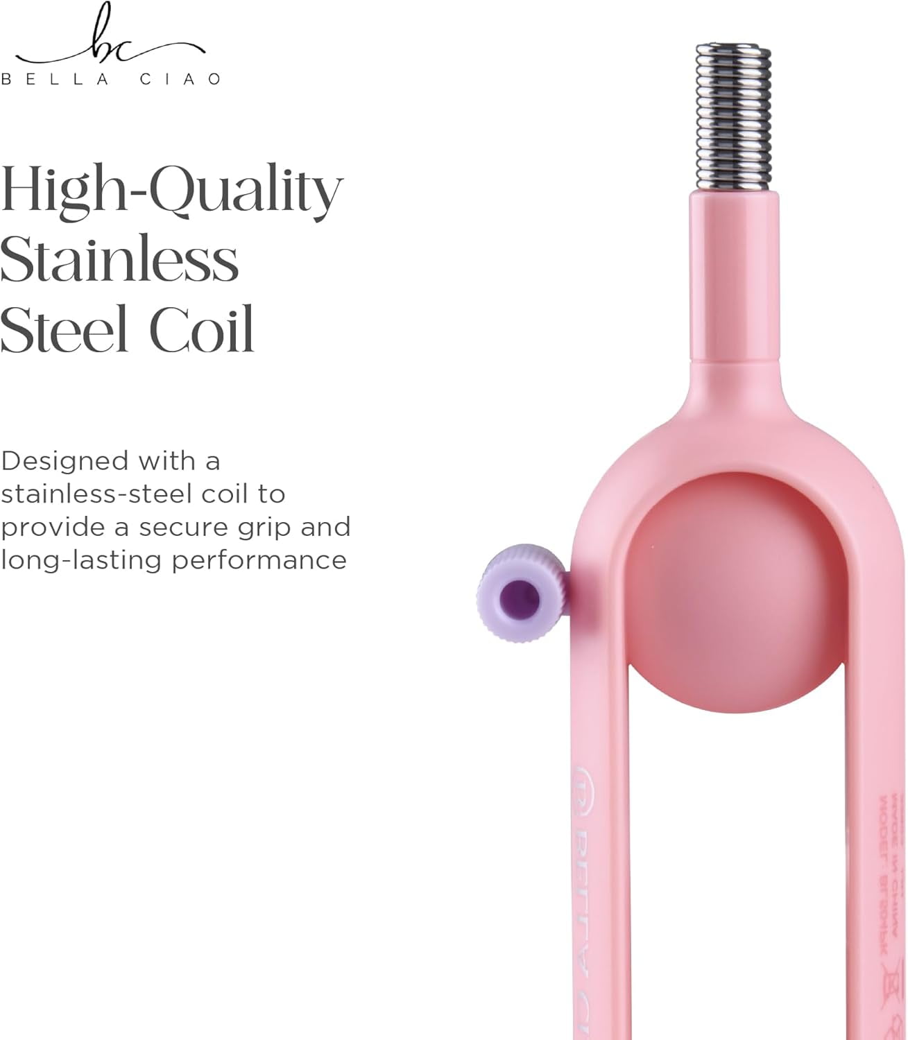 Bella Ciao Coil-Spring Facial Hair Remover Tweezers, One-Handed Hair Removal Tool, Pink