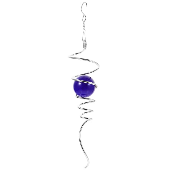 CIMAXIC 1Pack Blue Glass Gazing Ball Spiral Tail Decorative Wind Hanging Garden Decorations 18.9X2.75X2.75in