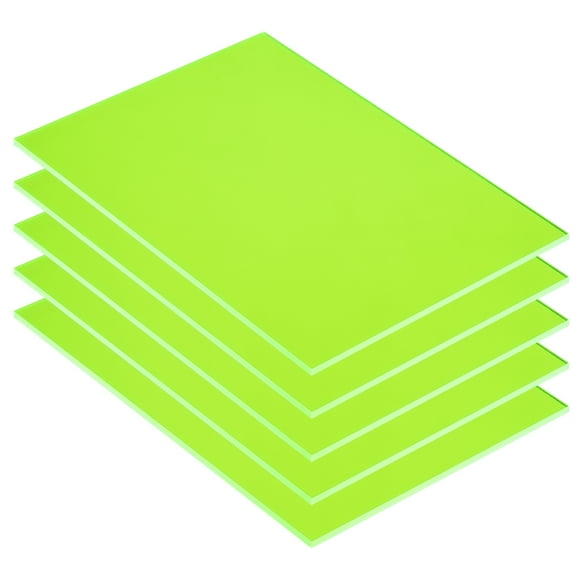 Uxcell 5 Pcs PMMA Acrylic Sheets Colored Transparent 7 x 5Inch Fluorescent Green Acrylic Sheets for DIY