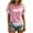 Pink, variant on Admvng Women's T-Shirt Crew Neck Fringe Trim Short Sleeve Solid Casual Summer Tops