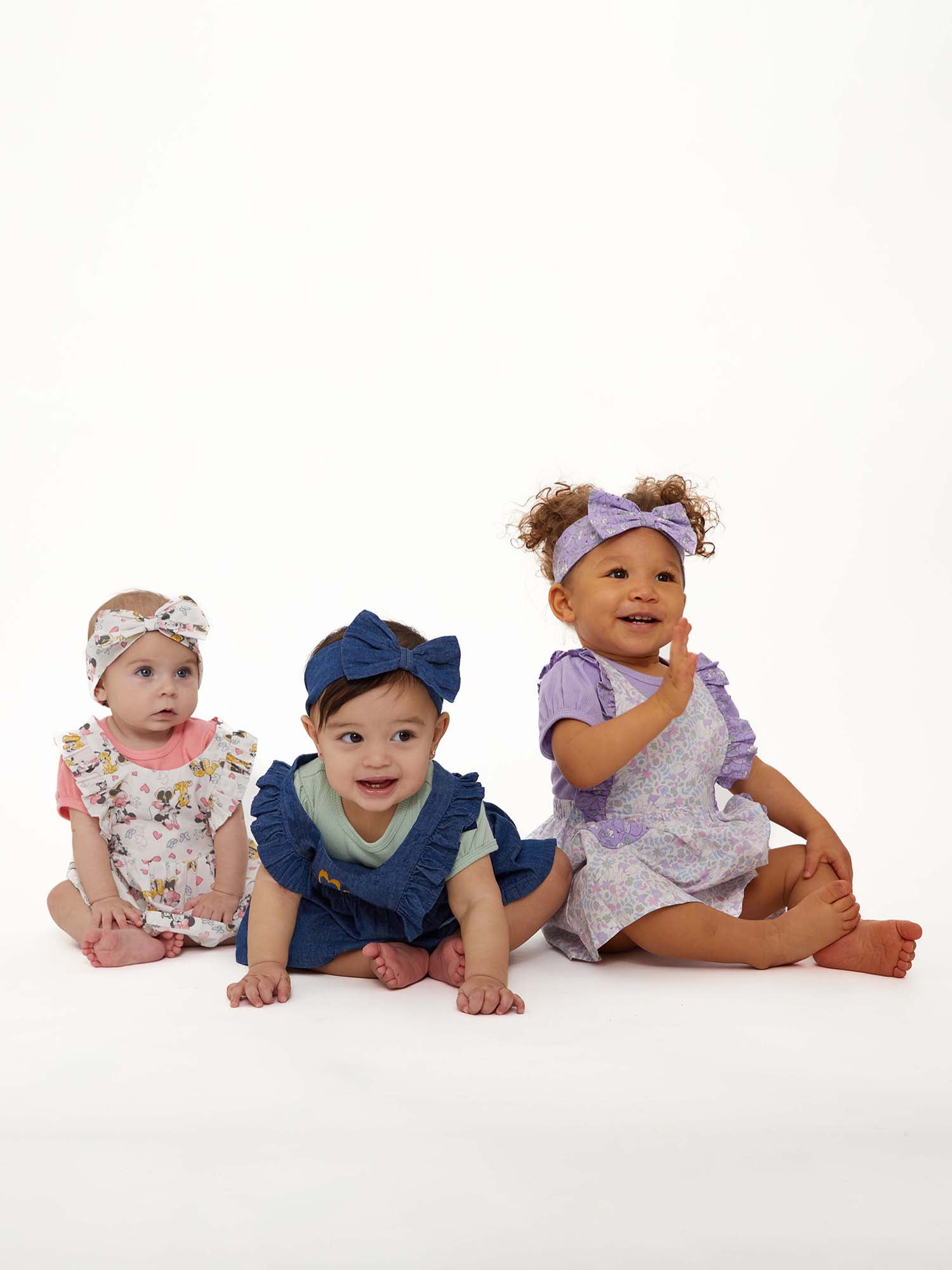 Disney Winnie The Pooh Baby Girls Pinafore Dress, Bodysuit and Headband, 3-Piece Set, Sizes 0-24 Months