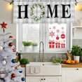 thumbnail image 5 of Rustic Home Curtain Valances for Windows, Kitchen Valance Window Treatments Panel 2 Pack, Eucalyptus Leaves Farmhouse Wreath Plaid Rod Pocket Short Curtains for Bathroom Bedroom 60 x 18 Inch, 5 of 8