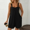 thumbnail image 4 of Timegard Jumpsuit for Women Ruched Square Neck Sleeveless Short Rompers Casual Loose Outfits Fashion, 4 of 7