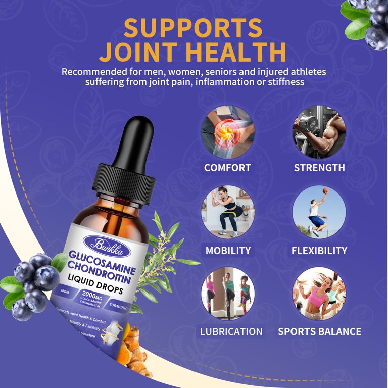 Bunkka Glucosamine Chondroitin Liquid Drops, 2000mg, Turmeric MSM Boswellia, Joint Support Supplement, 2FL Oz, 60ml - Walmart.com Bunkka Glucosamine Chondroitin Liquid Drops, 2000mg, Turmeric MSM Boswellia, Joint Support Supplement, 2FL Oz, 60ml - Walmart.com
