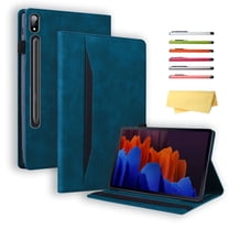 Allytechgroup Case for Samsung Galaxy Tab S9 FE  / S9 FE Plus 12.4 inch with Pencil Holder Stand PU Leather Protective Case & Soft TPU Back Shell Shockproof Folio Wallet Cover with Card Slots, Blue