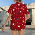 thumbnail image 3 of American Flag Shirts Women Patriotic Shirt 4th of July Tops USA Flag Red White Blue Top Button Up Blouse, 3 of 4