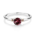 thumbnail image 2 of Gem Stone King 925 Sterling Silver and 10K Rose Gold Red Rhodolite Garnet Solitaire Engagement Ring for Women (0.60 Cttw, Gemstone January Birthstone, Round 5MM, Available in Size 5, 6, 7, 8, 9), 2 of 4
