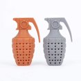thumbnail image 1 of 1 piece（gray+coffee）Cute Silicone Tea Infuser Food Grade Grenade Shape Design Tea Filter Silicone Stool Shape Hot Tea Infuser Tea Strainer Ball Filter Rojo Verde, 1 of 5