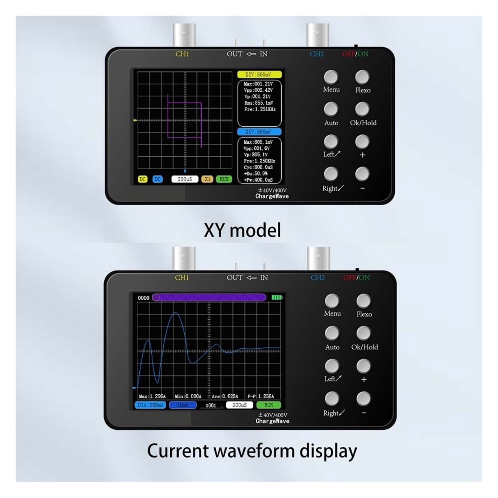 Digital Oscilloscope 50M Sampling Rate 10M Analogue Bandwidth Portable Handheld Oscilloscope 6A Current Waveform Measurement ,Professional Designed