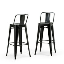 Simpli Home Rayne 30" Metal Bar Stool in Black (Set of 2)