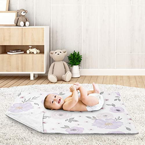 Sweet Jojo Designs Watercolor Floral Purple Pink and Grey Baby Security Blanket