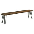 thumbnail image 2 of Neve Grey Sheesham Live Edge Wood Dining Bench Hairpin Legs, 2 of 6