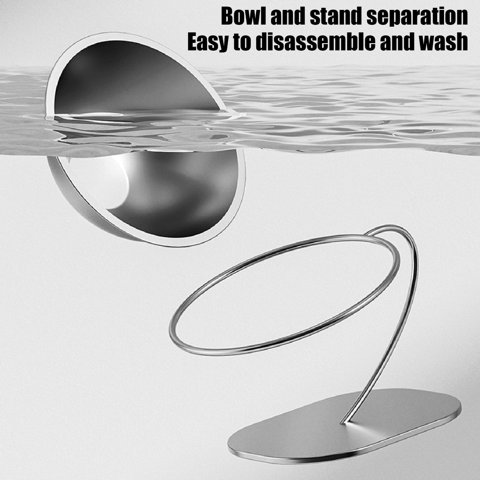 LAZIOEGR Elevated Cat Bowl Stainless Steel Large Capacity Anti Tipping Raised Food Water Bowl Tilted Neck Protection Pet Feeder Dish for Cats Dogs (6.3 inches / 16 cm) Non-Slip Base