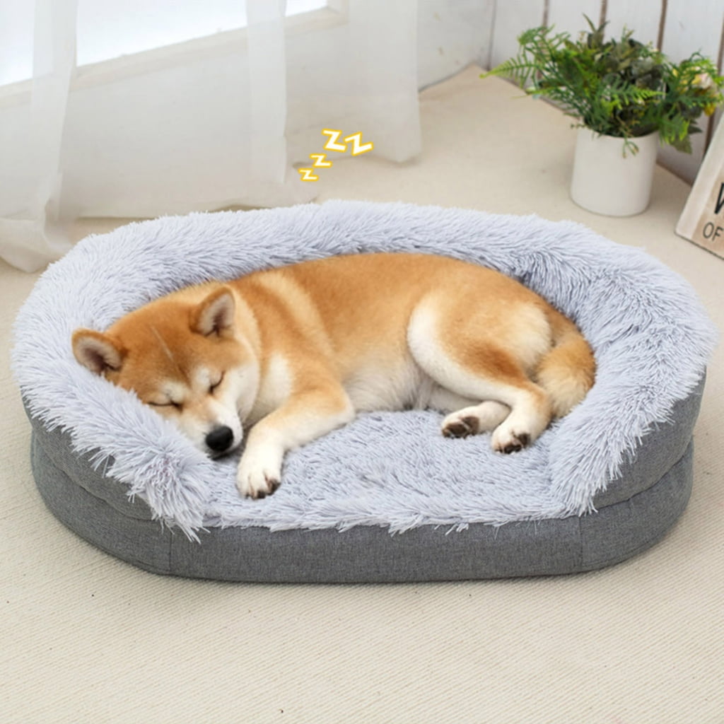 Miiottaa Furry Plush Dog Couch Extra Large AntiSlip Base Soft Warm Bedding Rest Sofa Bed