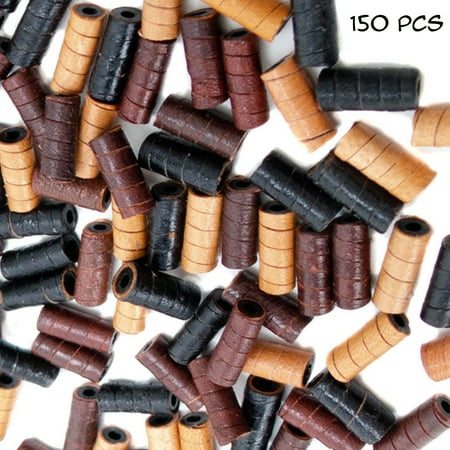 Pottery Pendant Bead - 150 PCs Leather Tube Beads for Jewelry Making - Black, Brown, Natural - Free Tiger Tooth Bone Pendant Necklace on Round Tan Cord - Great Bead DIY Kit for African, Tribal Design