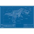 thumbnail image 1 of T-Rex - Blueprint Illustration Poster and Poster Mount Bundle, 1 of 2