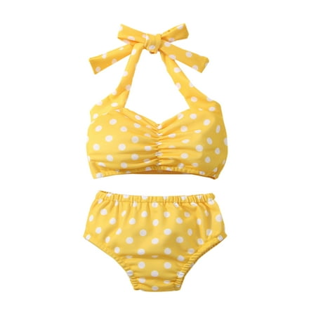 

Baby Toddlers Girls Bikini Polka Dot Swimsuits Halter Swimwear Beach Bathing Suit Bikinis Set Child Kids Swim Beachwear