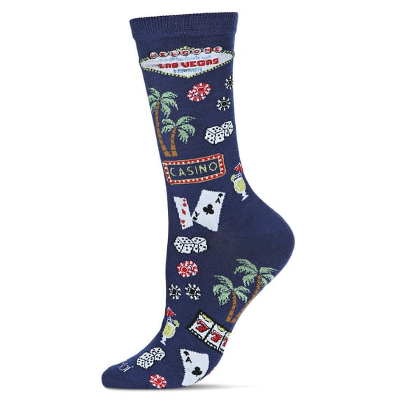 MeMoi Las Vegas Bamboo Blend Crew Sock - Womens - Female, 9-11, Navy