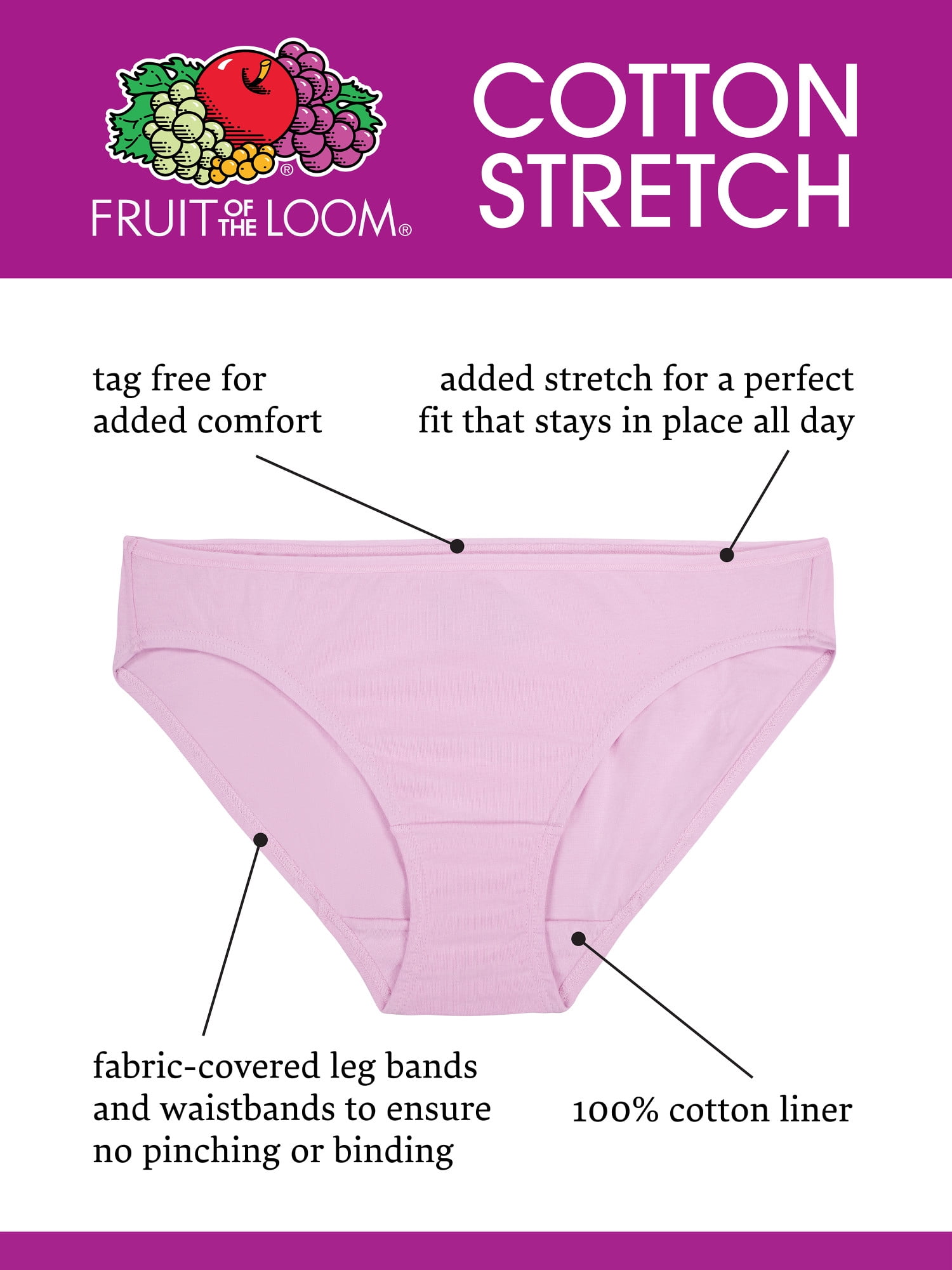 Fit for Me by Fruit of the Loom Women's Plus Size Cotton Stretch Brief Underwear, 6-Pack
