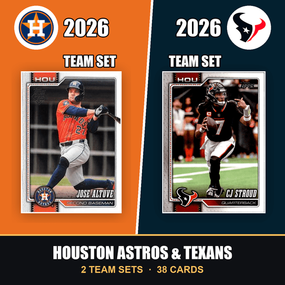 Collectible 2026 Topps Houston Astros & Texans Team Set Combo - Baseball + Football 2-Sport Bundle - Altuve & CJ Stroud