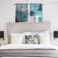 thumbnail image 4 of Teal Grey Kitchen Curtains Short 45 Inch Length, Modern Oil Painted Abstract Art Aesthetics Grommet Top Bedroom Living Room Curtains, Light Filtering Cafe Curtain Drapes 2 Panels Set 84''x45'', 4 of 9