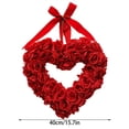 thumbnail image 2 of Valentine’s Day Wreath Artificial Fabric Rose Wreath with Hanging Ribbon Floral Heart-Shaped Garland for Front Door Wedding Party, Engagement Wall Decor, 2 of 5