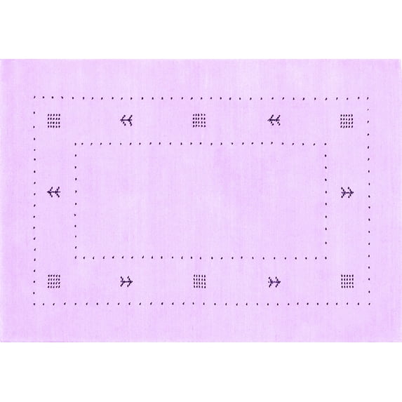 Ahgly Company Indoor Rectangle Solid Purple Modern Area Rugs, 5' x 8'