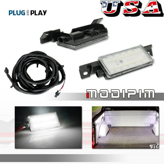 2 Pack White LED Truck Bed Cargo Lights for 16-19 for Chevrolet Silverado GMC Sierra with Wires -