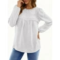 thumbnail image 4 of UVN Fall Shirts for Women Long Sleeve Blouses Ladies Crewneck Lace Crochet Tops Dressy Chiffon Blouses, 4 of 9