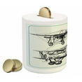 thumbnail image 2 of Airplane Piggy Bank, Classic Nostalgic Planes Aircraft Propeller in the Sky Fast Travel Wings Sketch, Ceramic Coin Bank Money Box for Cash Saving, 3.6" X 3.2", Blue Black, by Ambesonne, 2 of 4