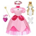 thumbnail image 2 of Disfraz de princesa Peach para niños, vestido de juego de rol de película de dibujos animados, vestidos rosas, trajes de fiesta de cumpleaños y Carnaval, novedad de 2023 Fivean unisex, 2 of 2