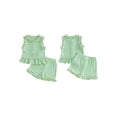thumbnail image 2 of Loicainy Baby Toddler Girl Summer Striped Outfits 6 12 18 24 Months 2T 3T 4T Sleeveless Ruffle Tops + Shorts Set Clothes, 2 of 9