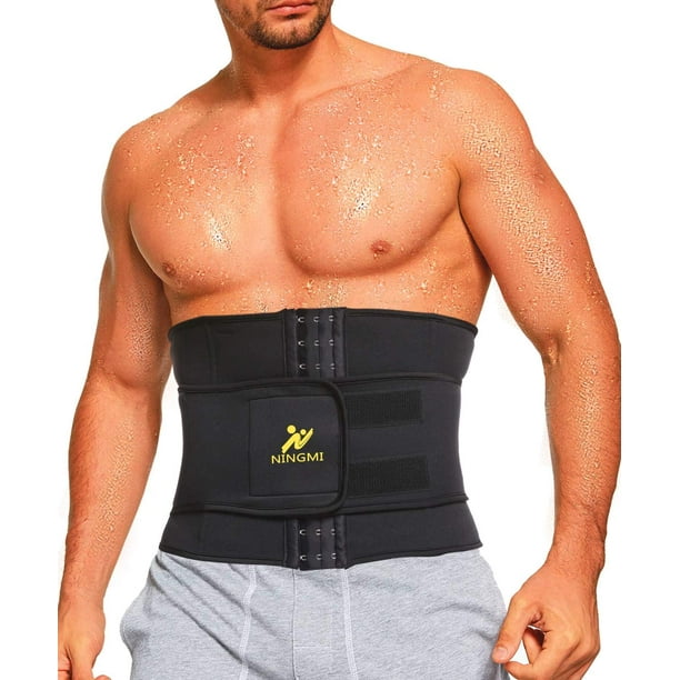 NINGMI Waist Trainer for Men Sweat Belt Sauna Trimmer Stomach Wraps Workout Band Male Waste Trainers Corset Belly Strap Black Walmart
