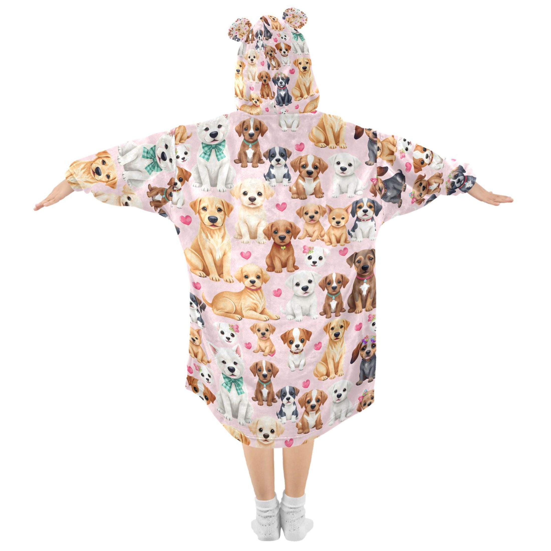 joogoo Wearable Blanket Hoodie for Dogs Cute Flannel Sherpa Pocket 3-14 YR S