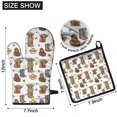 thumbnail image 6 of White Highland Cow Flower Barrel Pattern Kitchen Oven Mitt and Pot Holder Sets 2 Pcs for Baking, Cooking and Grilling, Heat Resistant Up To 392 °F, 6 of 7
