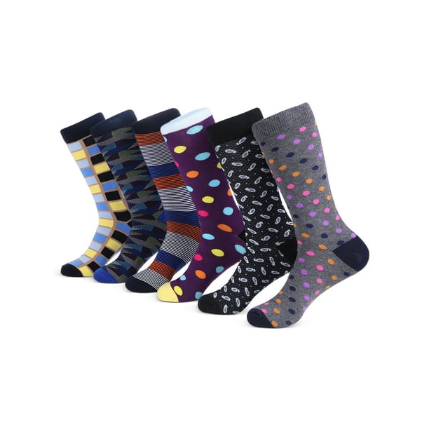 Men's Bold Designer Dress Socks 6 Pack - Walmart.com