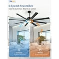 thumbnail image 5 of Zardon 72 in Large Ceiling Fans with Light and Remote, Modern Ceiling Fan with 6 Speed Reversible for Indoor, Outdoor, Black, 5 of 9