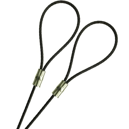 

25ft Black Oxidized Theater Background Wire Rope Galvanized Steel 7x7 Strand 1/16 inch Center Diameter Double Loop Aluminum Sleeve Display Stage Performance Decoration String Light Cable