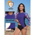 thumbnail image 4 of Charmo Womens Long Sleeve Rash Guards Sun Protection UPF 50+ Swimsuit Tops Hiking Runing Swim Shirts, 4 of 8