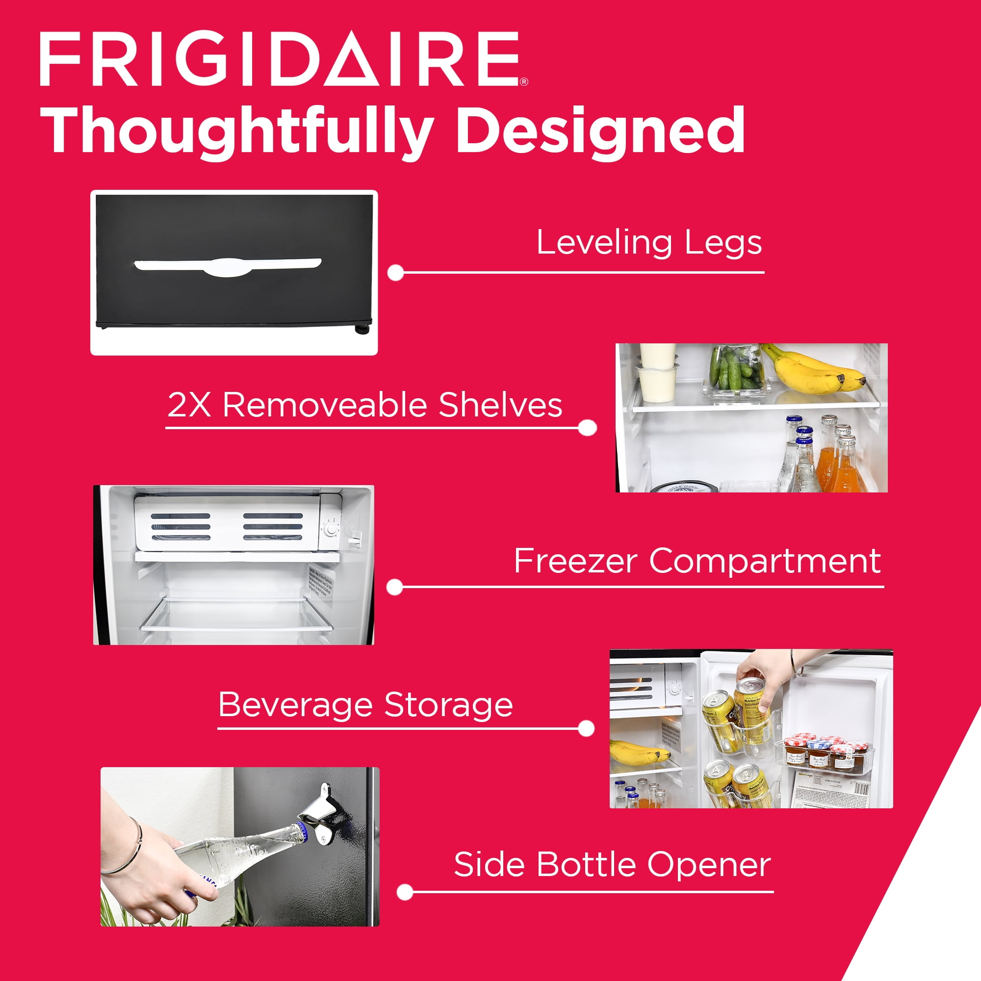 Frigidaire 3.2 Cu. ft. Retro Compact Refrigerator with Side Bottle Opener EFR376, Black