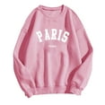 thumbnail image 5 of SMihono Paris Letter Print Sweatshirt for Women Oversized Trendy Comfy Crewneck Sweatshirts Casual Graphic Pullover Tops Unisex Pink 8, 5 of 5