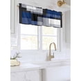 thumbnail image 3 of Valances for Windows Blue Black Rod Pocket Cafe Window Treatments Valance Curtains for Kitchen Bathroom Laundry Basement Windows 42"x18", 3 of 9